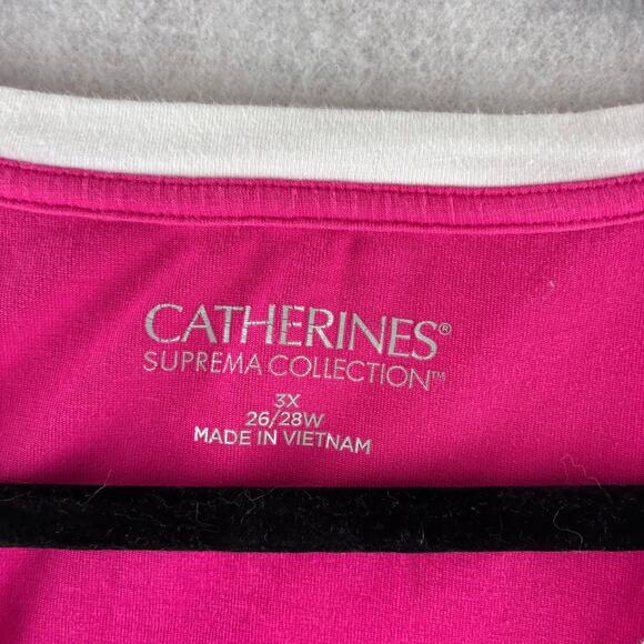 Cathrine's Suprema Collection V-neck Top 3X Plus 26/28W Hot Pink Modest Comfort - Picture 6 of 11